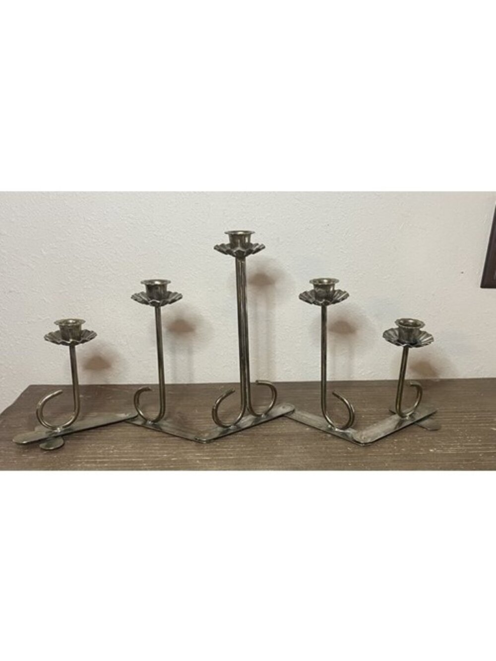 Vintage Brass Accordion Candelabra Folding 5 Stick Candlestick Holder MCM